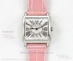 Swiss Replica Franck Muller Master Square Silver Roman Dial Pink Leather 36 MM Automatic Watch